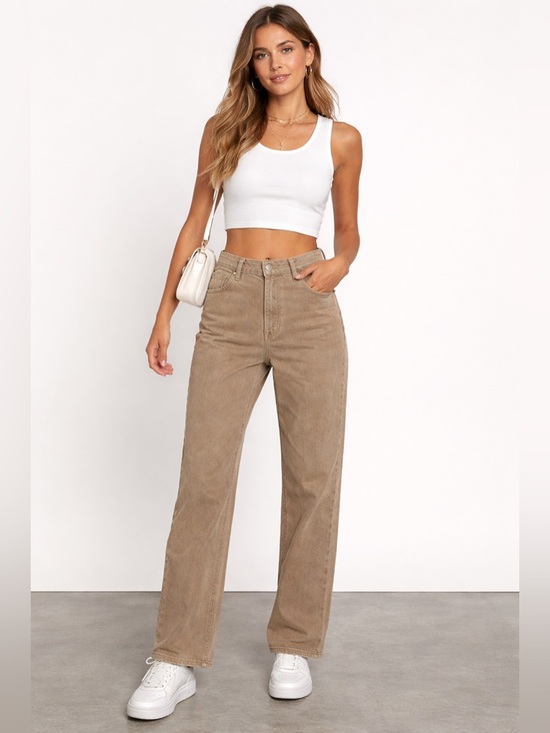 ROLLA'S Denim - Rolla’s High Rise Wide Leg Jeans Beige Tan Size 31 Relaxed Straight Fit